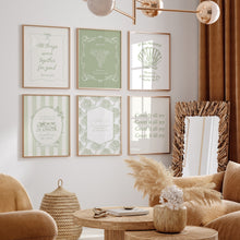 Load image into Gallery viewer, Aesthetic Sage green trendy Christian set of 6 bible verse wall art prints