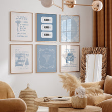 Load image into Gallery viewer, Blue aesthetic set of 6 Christian kitchen wall art prints