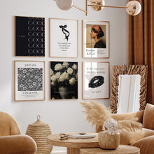 Load image into Gallery viewer, Aesthetic Black trendy room set of 6 wall art prints