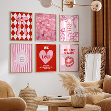 Load image into Gallery viewer, Aesthetic red Valentines coquette set of 6 bible verse girly art prints