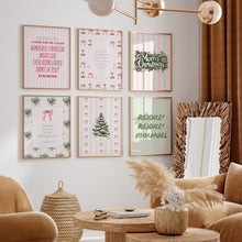 Load image into Gallery viewer, Set of 6 Whimsical Pink Green Christian Christmas Bible Verse Wall Art Bundle 13-216