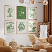 Load image into Gallery viewer, Sage green Western Cowgirl Christian wall art prints