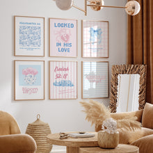 Load image into Gallery viewer, Pink blue set of 6 Christian wall art prints 02-323