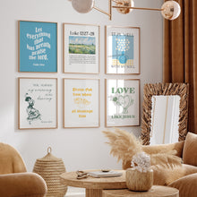 Load image into Gallery viewer, Modern Blue green aesthetic set of 6 scripture wall art prints