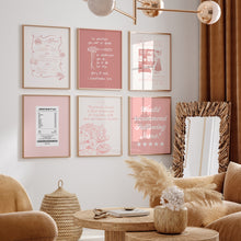 Load image into Gallery viewer, Modern Pink aesthetic set of 6 Christian kitchen wall art prints