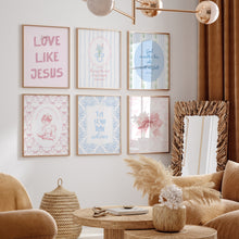 Load image into Gallery viewer, Aesthetic Set of 6 Pastel pink blue Christian wall art 02-327 (Choose your print)