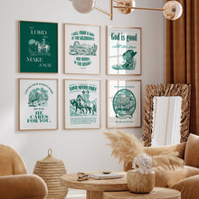 Load image into Gallery viewer, Emerald green Western Cowgirl Christian wall art prints