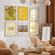 Load image into Gallery viewer, Yellow fall thanks giving Aesthetic bible verse set of 6 art prints