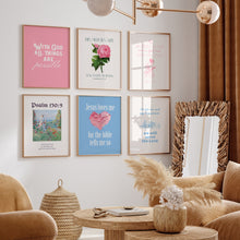 Load image into Gallery viewer, Modern aesthetic pink blue bible verse wall art prints
