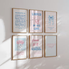 Load image into Gallery viewer, Pink blue set of 6 Christian wall art prints 02-323