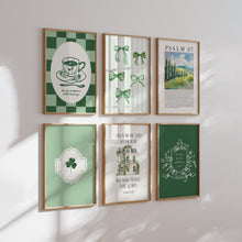 Load image into Gallery viewer, Green coquette bible verse set of 6 art prints