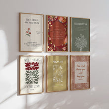Load image into Gallery viewer, Aesthetic red green set of 6 fall thanks giving Christian bible verse art prints