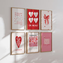 Load image into Gallery viewer, Aesthetic red Valentines coquette set of 6 bible verse girly art prints 2