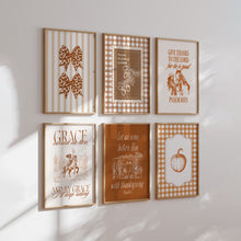 Load image into Gallery viewer, Fall Western Cowgirl Thanksgiving Christian Bible Verse Wall Art Set of 6 art prints 02-327