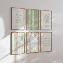 Load image into Gallery viewer, Aesthetic Sage green trendy Christian set of 6 bible verse wall art prints