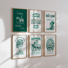 Load image into Gallery viewer, Emerald green Western Cowgirl Christian wall art prints