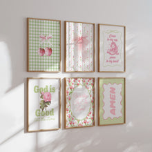 Load image into Gallery viewer, Pink green set of 6 Christian wall art prints 02-322