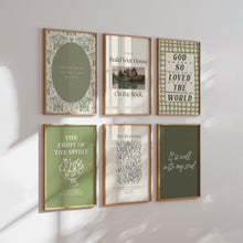 Load image into Gallery viewer, Sage green Christian Bible verse Gallery wall art prints
