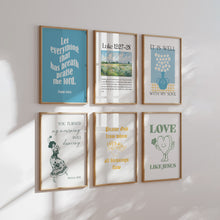 Load image into Gallery viewer, Modern Blue green aesthetic set of 6 scripture wall art prints