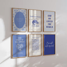 Load image into Gallery viewer, Modern Blue Christian Bible verse Gallery wall art prints
