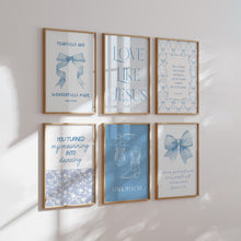 Load image into Gallery viewer, Blue girly set of 6 aesthetic Christian bible verse wall art prints
