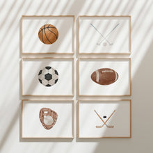 Load image into Gallery viewer, Watercolor horizontal sports ball wall art print 07-333