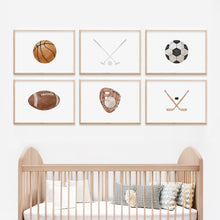 Load image into Gallery viewer, Watercolor horizontal sports ball wall art print 07-333