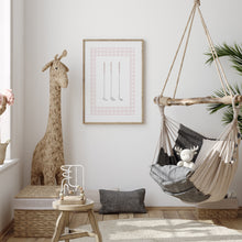 Load image into Gallery viewer, Pink gingham pattern watercolor golf set of 6 art print 07-31103