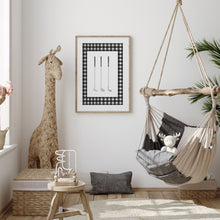 Load image into Gallery viewer, Black gingham pattern watercolor golf set of 6 art print 07-31102