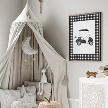 Load image into Gallery viewer, Black gingham pattern watercolor golf set of 6 art print 07-31102