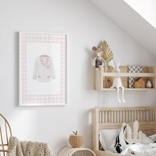 Load image into Gallery viewer, Pink gingham pattern watercolor golf set of 6 art print 07-31103