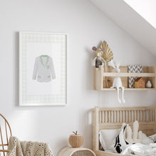 Load image into Gallery viewer, Sage green gingham pattern watercolor golf set of 6 art print 07-27116