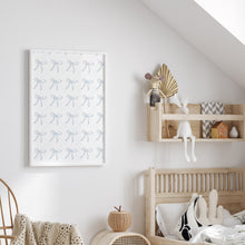 Load image into Gallery viewer, Blue watercolor whimsical nursery coquette style set of 6 art prints 07-278