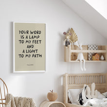 Load image into Gallery viewer, Sage green Christian kids  bible verse wall art set of 6 prints 07-23502