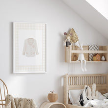 Load image into Gallery viewer, Neutral gingham pattern watercolor golf set of 6 art print 07-31101