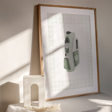 Load image into Gallery viewer, Sage green gingham pattern watercolor golf set of 6 art print 07-27116