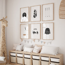 Load image into Gallery viewer, Black watercolor golf set of 6 art print 07-31105