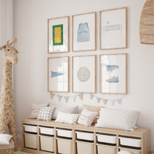 Load image into Gallery viewer, watercolor blue volleyball art print (Choose your print) 07-300