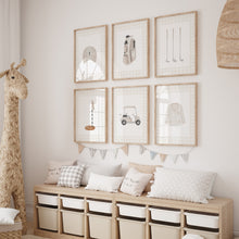 Load image into Gallery viewer, Neutral gingham pattern watercolor golf set of 6 art print 07-31101