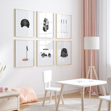 Load image into Gallery viewer, Black watercolor golf set of 6 art print 07-31105