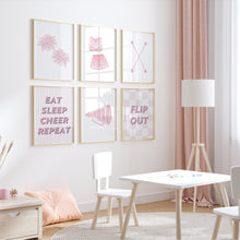 Load image into Gallery viewer, Watercolor Pink Cheerleading set of 6 art print 07-32502