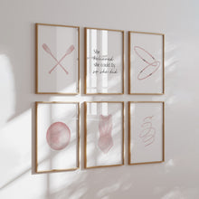 Load image into Gallery viewer, Watercolor Pink gymnastic set of 6 art print 07-326