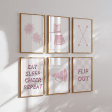 Load image into Gallery viewer, Watercolor Pink Cheerleading set of 6 art print 07-32502