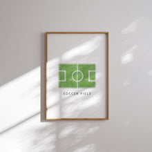 Load image into Gallery viewer, watercolor soccer jersey, ball, cool kids club, soccer field set of 6 wall art prints 07-27313