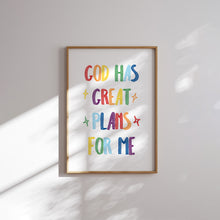 Load image into Gallery viewer, Watercolor colorful rainbow Christian kids bible verse art print 07-26601