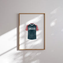 Load image into Gallery viewer, watercolor soccer jersey, ball, cool kids club, soccer field set of 6 wall art prints 07-27313