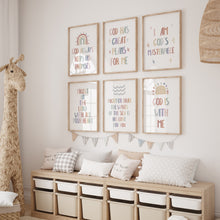 Load image into Gallery viewer, Watercolor boho pastel rainbow Christian kids bible verse art print 07-26602