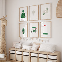 Load image into Gallery viewer, Watercolor Green golf master theme set of 6 art print 07-33401
