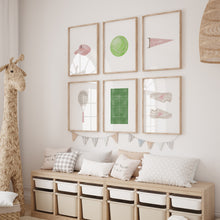 Load image into Gallery viewer, Pink watercolor tennis set of 6 wall art prints 07-27706