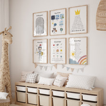 Load image into Gallery viewer, set of 6 Christian kids educational art prints 07-173